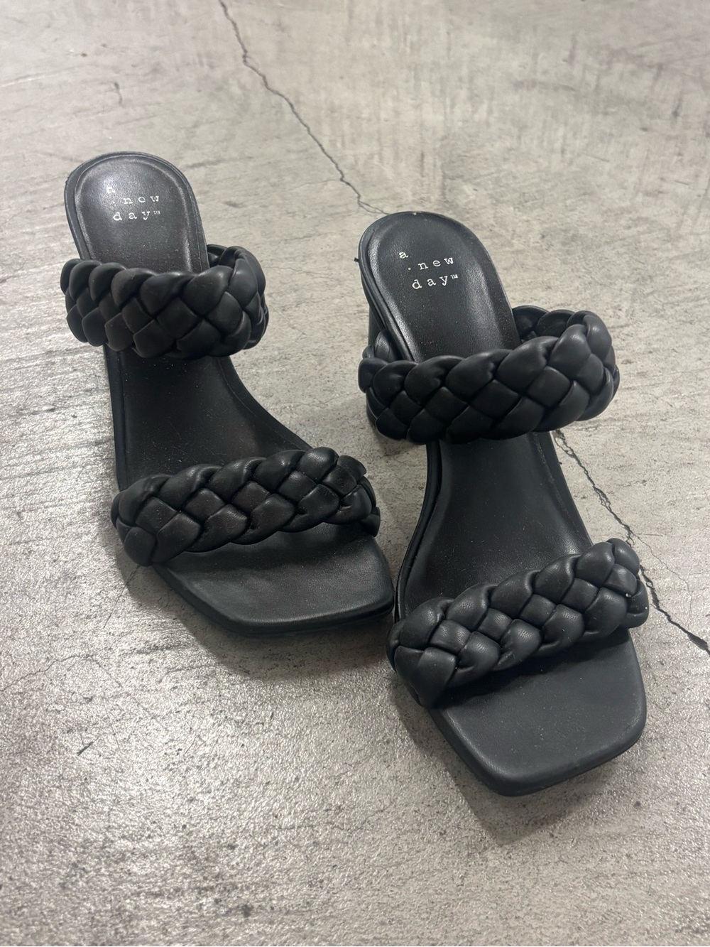 a new day Black Braided Double-Strap Slide Heels